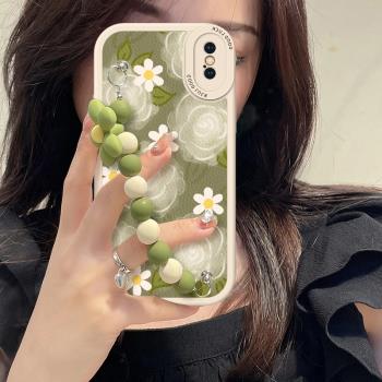 春季ins清新花朵適用蘋果X手機殼日韓創意iphoneXR/XS/MAX帶手鏈8plus保護套女新款7P網紅ins風6s矽膠SE3全包