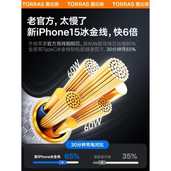 圖拉斯快充適用蘋果15充電線iPhone15promax的數據線器雙Typec手機USB轉CtoC口ipad車載PD頭13平板60w12專用8