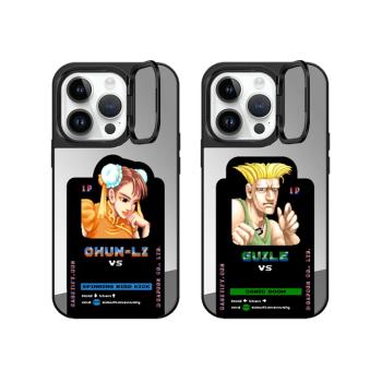鏡頭框折疊支架Magsafe磁吸街頭霸王手機殼16Pro適用iPhone15鏡面黑邊框14ProMax防摔蘋果13Pro情侶男保護套