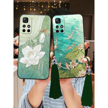 立體浮雕note14適用pro紅米note13國風note12國畫note11荷花note10矽膠全包老人note9極速turbo3防摔氣質小米