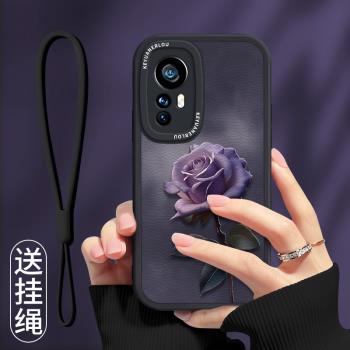 霧霾玫瑰適用小米14手機殼防摔小米13復古高級pro情侶12x外殼12s紫色11ultra新款青春版全包矽膠mix4掛繩軟套