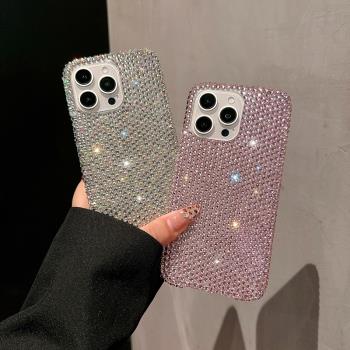 【大孔鏡頭閃鉆防摔】輕奢風網紅適用蘋果15ProMax手機殼女款iphone13高階感12小香風14promax軟14plus矽膠殼