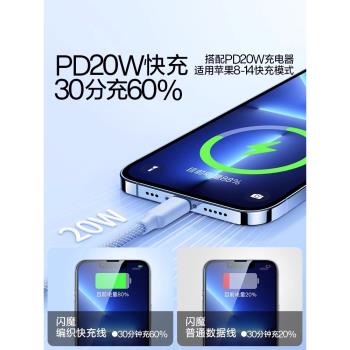 閃魔適用iphone15數據線蘋果13Pro充電線器pd20w快充線14平板iPad閃充11加長2米typec轉lighting手機x快速max