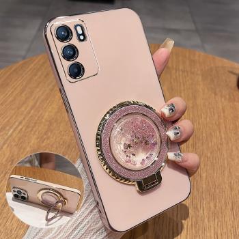 opporeno6手機殼reno6pro十保護oppo矽膠套5G全包PEQM00防摔por軟reon6女65g帶支架PEPM新款PENM加流沙高階感