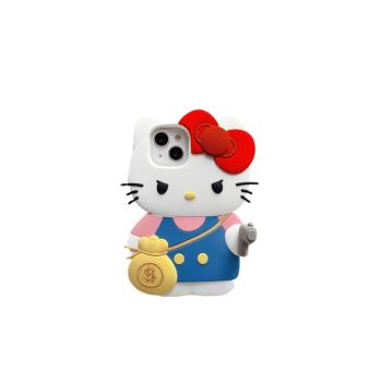 日韓可愛揹包Kt貓適用iphone15ProMax手機殼蘋果15新款14立體卡通13創意12網紅女款11防摔14promax矽膠保護套