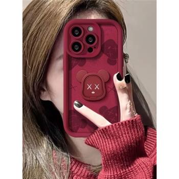 暴力熊適用蘋果16promax手機殼女新款iPhone15/14plus日韓8/7/6plus簡約13軟矽膠12mini全包防摔11紅xs保護套