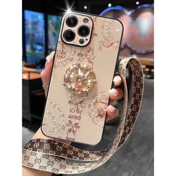 蘋果15Promax手機殼新款高階支架14pro保護殼plus指環iPhone13pro手機套創意女款12外殼高階感女款掛繩適用潮