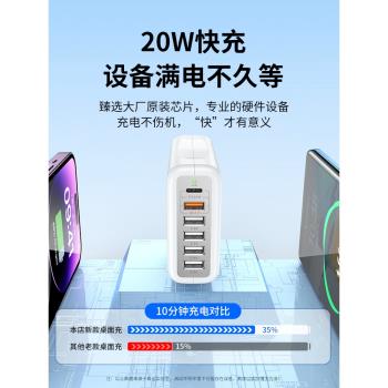 充電器多口插排usb多孔100W智慧快充插頭多功能大功率工作室桌面多口款排插座快速萬能充電樁站手機通用usd