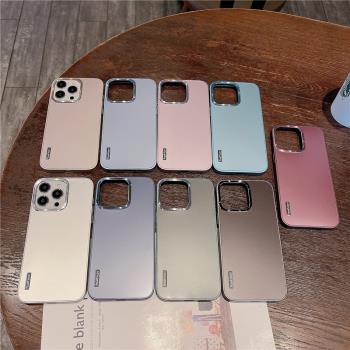 小眾簡約適用iPhone14pro手機殼CD紋金屬14promax蘋果14奢華商務潮男士女款13/12/11防摔max情侶創意保護套新