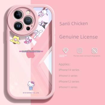 適用蘋果15手機殼iphone14新款矽膠13promax三麗鷗亞克力透明卡通12創意女11鏡頭全包plus超薄防摔情侶凱蒂貓