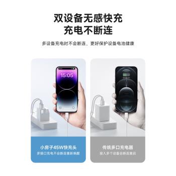 海備思45W雙口充電頭氮化鎵適用蘋果iphone15pro充電器typec快充插頭小房子三星14max手機iPad筆記本電腦35W