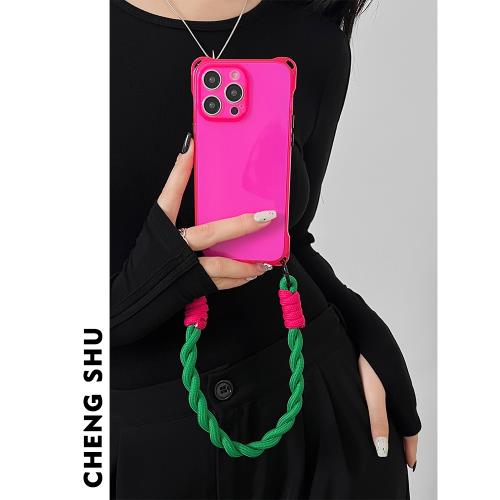 蘋果個性紅色保護套掛繩手機殼