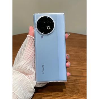適用於超薄磨砂個性簡約不發黃透明vivoxfold3手機殼新款VIVO折疊屏高階感網紅商務X Fold2翻蓋防摔保護套ins