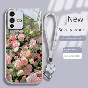 適用於vivos12手機殼s12pro保護套s10潮vivos10pro鋼化玻璃s9唯美s7鏡頭全包v23簡約y77時尚創意防摔新款玫瑰