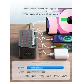 適用小米多口usb充電器多孔插口快充插頭多口介面多功能大功率桌面工作室插排插座萬能充電樁站蘋果手機通用