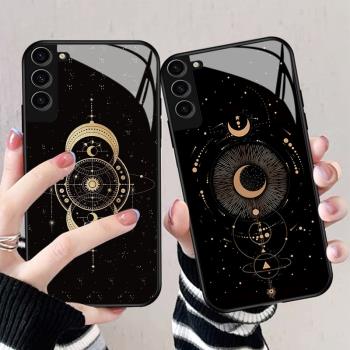 適用三星S23ultra手機殼samsungs22十新款galaxys21系列S20/note20玻璃星座新款超薄防摔網紅爆款冷淡情侶