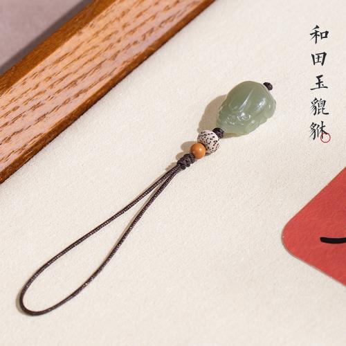 天然和田玉財源貔貅手機鏈掛繩掛件男女招財玉石吊墜u盤掛飾禮物|手機