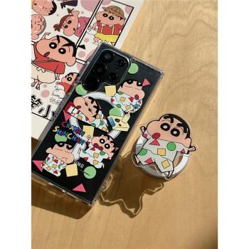 創意磁吸韓風可愛蠟筆小新適用於三星GalaxyS24手機殼S23FE/s23Ultra少女心S22/S22+/S22Ultra全包防滑保護套