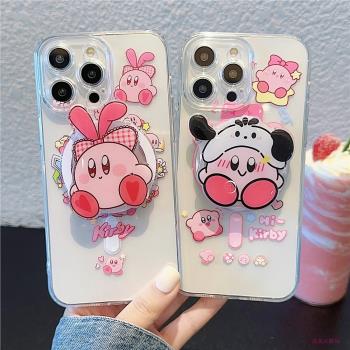 卡通星之卡比磁吸支架適用iphone13ProMax蘋果13手機殼11新款14pro可愛12創意15plus女款14矽膠14max保護套