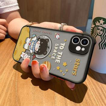 蘋果11手機殼新款攝像頭全包女款iphone11撞色矽膠帶掛繩宇航員11promax防摔磨砂透明卡通可愛11pro個性創意