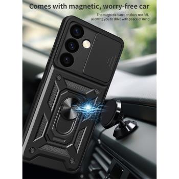 適用三星s24ultra手機殼推拉滑蓋鏡頭全包s24+矽膠保護套Galaxy S24氣囊防摔plus帶磁吸指環SM-S9210男款外殼