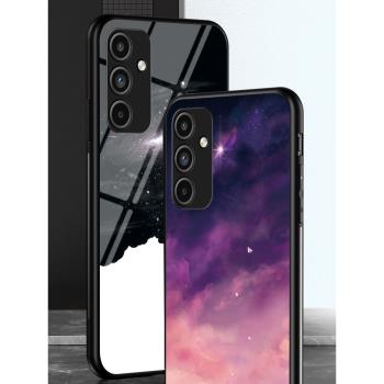 適用三星A15手機殼彩繪潮牌星空圖案玻璃殼SM-A155F全包防摔GalaxyA15矽膠保護套3星a15網紅日韓男女款軟外殼