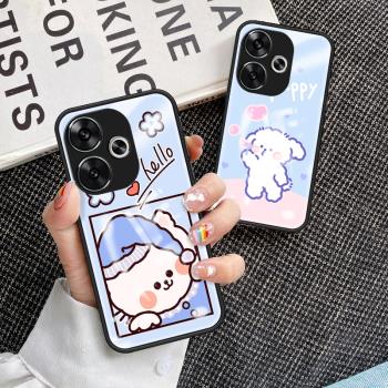 適用小米pocof6pro手機殼全包防摔poco f6新款卡通圖案玻璃殼xiaomi矽膠保護套poco f6por可愛女生mi米pocof6