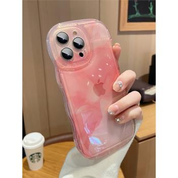 新款適用蘋果15promax手機殼16波浪氣墊防摔iphone14pro暈染13p網紅爆款加厚12高階感矽膠保護套氣囊女11pm男