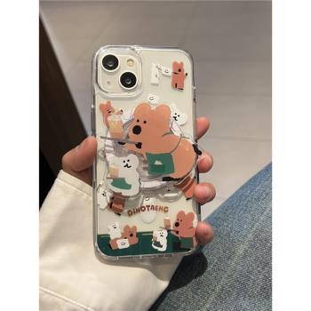 愛珀客奈雪聯名考拉磁吸支架適用iPhone15proMax手機殼蘋果13pro個性卡通12Pro創意14亞克力16promax軟邊硬殼