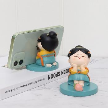 古風唐仕女手機支架小擺件創意家居裝飾品客廳辦公室桌面女生禮物