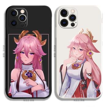原神八重神子手機殼iphone13promax適用蘋果12液態8p矽膠小米11軟