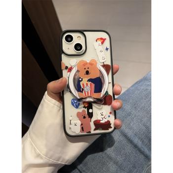 愛珀客棉花糖考拉磁吸支架適用iPhone15proMax手機殼蘋果13pro個性卡通12Pro創意11亞克力14promax軟邊12硬殼