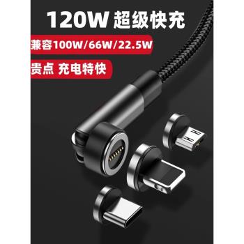 蘋果旋轉三合一彎頭磁吸數據線