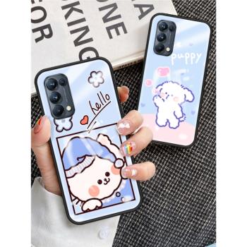 適用oppoFindx3lite手機殼矽膠保護套Findx3neo全包防摔5G新款彩繪卡通玻璃殼FIND可愛萌女x3lite軟外殼x3neo