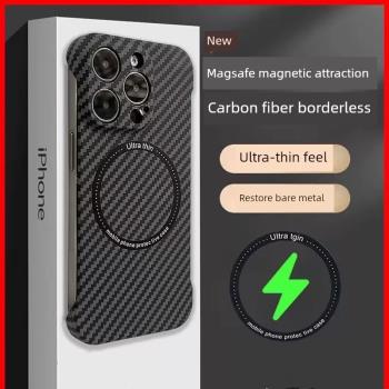 iphone14pro手機殼磁吸magsafe蘋果13promax保護套碳纖維紋12新款散熱男士11超薄無邊框13適用15半包高階漏標