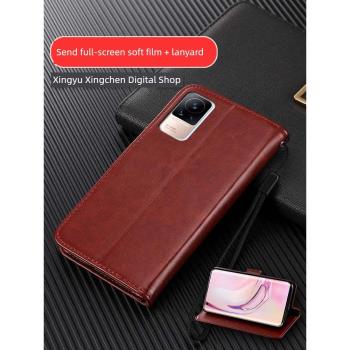適用小米civi手機殼1S小米vici翻蓋雙麵皮套xiaomi civi全包保護clvl曲面屏防摔帶掛繩高階5G軟矽膠男女新款