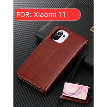 適用小米11手機殼翻蓋式保護皮套xiaomi11防摔全包MI11軟矽膠5g新品6.81英寸曲面屏米ll男女款米十一M2011K2C