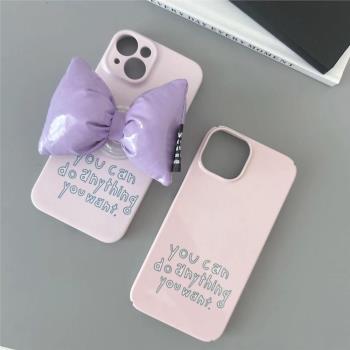 韓國純色字母ins風溫柔粉橘紫菲林軟殼適用iPhone14promax蘋果手機殼半包光面13pro12/11xs硬殼簡約全包奶油