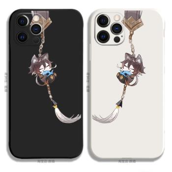 原神鐘離可愛適用iphone12 PRO MAX 13 78p 手機殼11液態矽膠蘋果