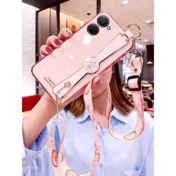 realmeQ5x手機殼真我Q5x腕帶5G保護矽膠套RMX3616斜挎掛繩oppo全包防摔oppoq軟殼外殼realme女x5g創意ins網紅