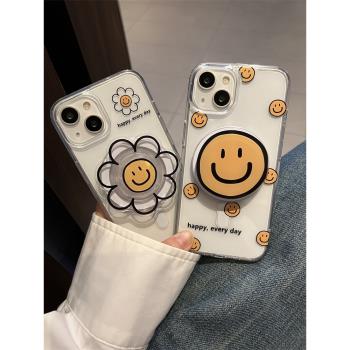 愛珀客笑臉磁吸支架適用iPhone15promax手機殼蘋果14新13女款12支架11男14pro韓風16Promax太陽花Max硬殼Pro