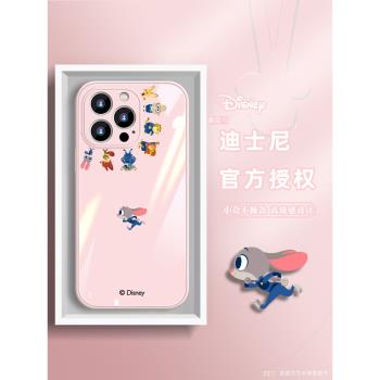 粉色適用iphone15手機殼新款玻璃蘋果15promax女迪士尼小眾高階感14pro全包鏡頭保護套防摔超薄plus男士硬殼