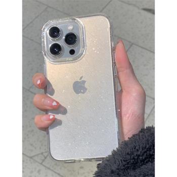 高級感小眾蘋果14手機殼新款女iphone14promax高級感保護套13星空閃粉透明plus全包防摔13簡約奢華12網紅超薄