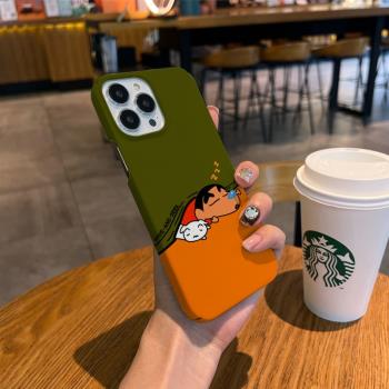 蠟筆小新適用蘋果14手機殼新款iPhone13可愛卡通12mini菲林殼11Promax防摔硬殼xsmax高階感8plus創意xr半包7p