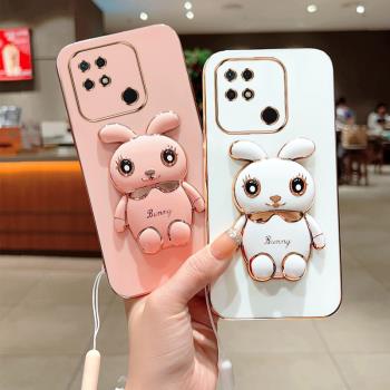 適用紅米10C手機殼新年款保護小米套redmi10c超薄防摔矽膠軟殼220333QBI全包鏡頭可愛兔支架紅迷1oc卡通男女