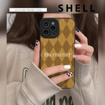 IPJ赫奇帕奇學院適用15蘋果13手機殼iphone12新xs max歐美個性小眾11 pro max哈利波特簡約稜格7/8plus矽膠14
