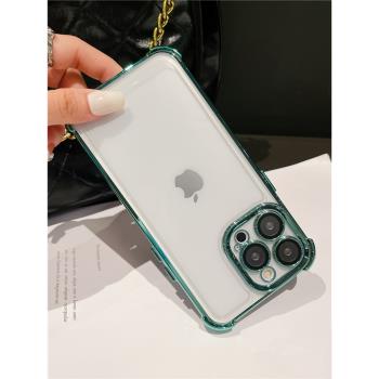 適用蘋果14promax手機殼透明氣囊防摔全包iPhone15手機套新款矽膠plus自帶鏡頭膜13保護殼男士簡約12外殼女款