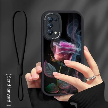 煙燻玫瑰適用opporeno5手機殼新款reno4高階感個性Pro+十軟矽膠全包reno4se小眾情侶OPPO防摔保護套reno5pro