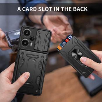 適用小米pocof5手機殼新款卡包氣囊防摔Poco F5矽膠保護套xiaomi滑蓋推窗鏡頭pocof55g男女插卡mi米f五帶咭片