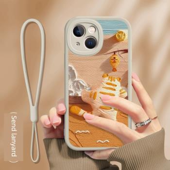 趴墻貓適用蘋果14手機殼情侶iPhone13超火卡通14Pro矽膠軟套11Promax全包12mini高階新款14plus防摔掛繩外殼